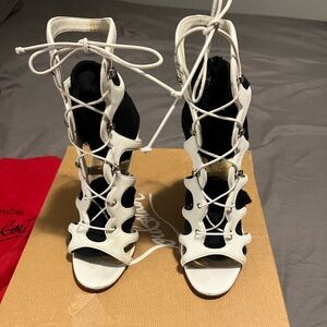 Christian Louboutin White Amazoulo Lace-up Heels Size 35
